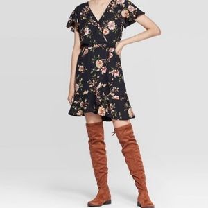 Black and pink floral dress